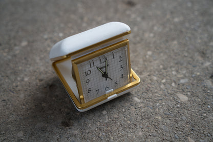 Vintage Mid-Century Equity Travel Alarm Clock - White