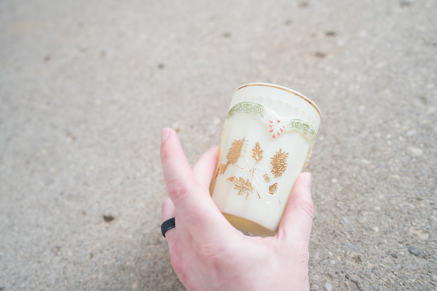 Northwood Glass Vintage Chrysanthemum Cup – Rare Uranium Glass