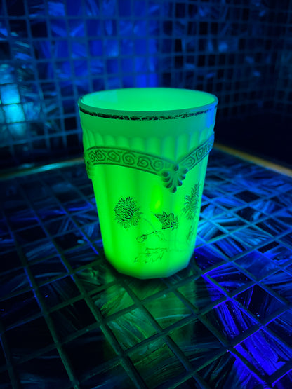 Northwood Glass Vintage Chrysanthemum Cup – Rare Uranium Glass