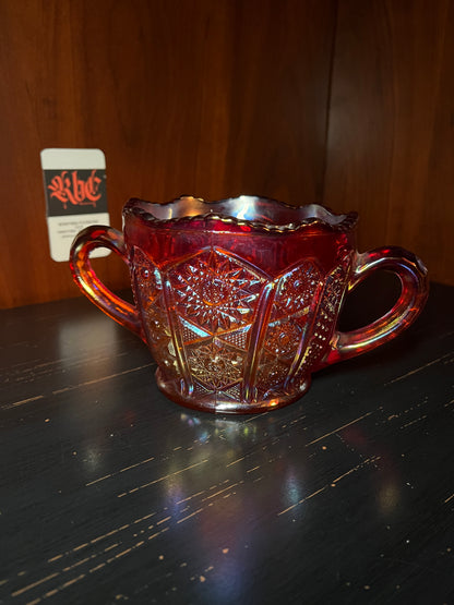 Indiana Glass Amberina Red Carnival Glass Creamer & Sugar Bowl Set - Vintage